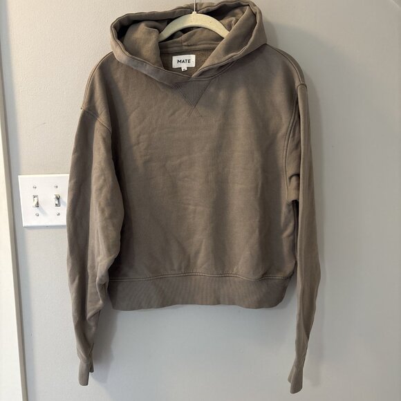 NWOT MATE The Label Organic Fleece Relaxed Cotton Hoodie PBL Taupe Brown Xsmall - Picture 3 of 6